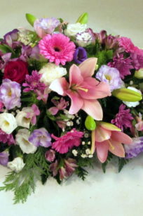 Centro flores rosas-lilas_flores lantana